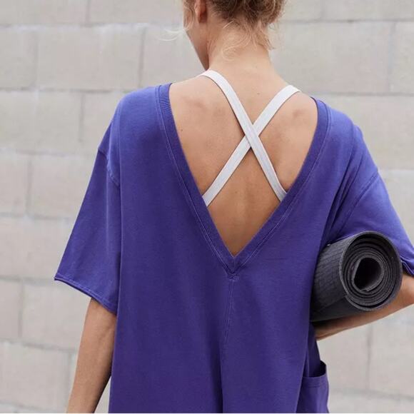 Free People Movement Hot Shot Crew Neck Romper SZ M - Picture 2 of 6